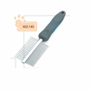 Metal comb, with soft rubber handle