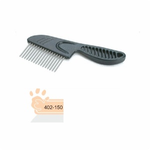 Metal comb with plastic handle