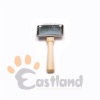 Soft slicker wire brush with wooden handle