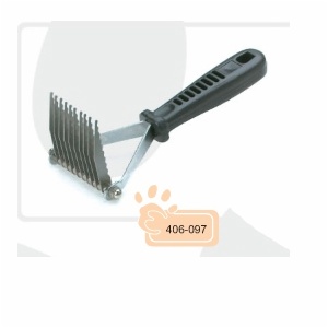 Metal detangle comb with plastic handle