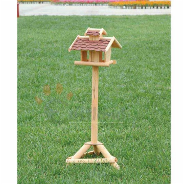 Bird feeder, with bracket, natural wood